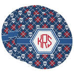Knitted Argyle & Skulls Round Paper Coasters w/ Monograms