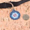 Knitted Argyle & Skulls Round Pet ID Tag - Large - In Context