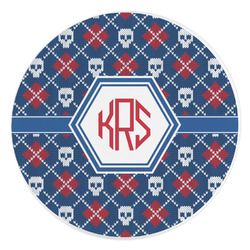 Knitted Argyle & Skulls Round Stone Trivet (Personalized)