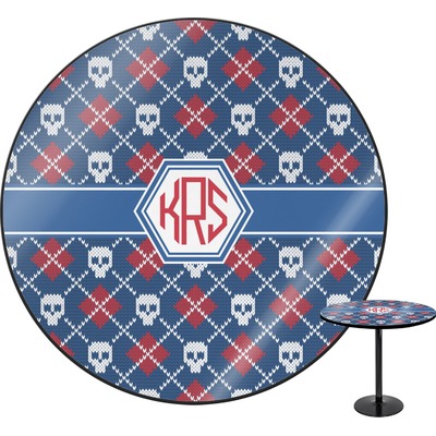 Knitted Argyle & Skulls Round Table - 24" (Personalized)