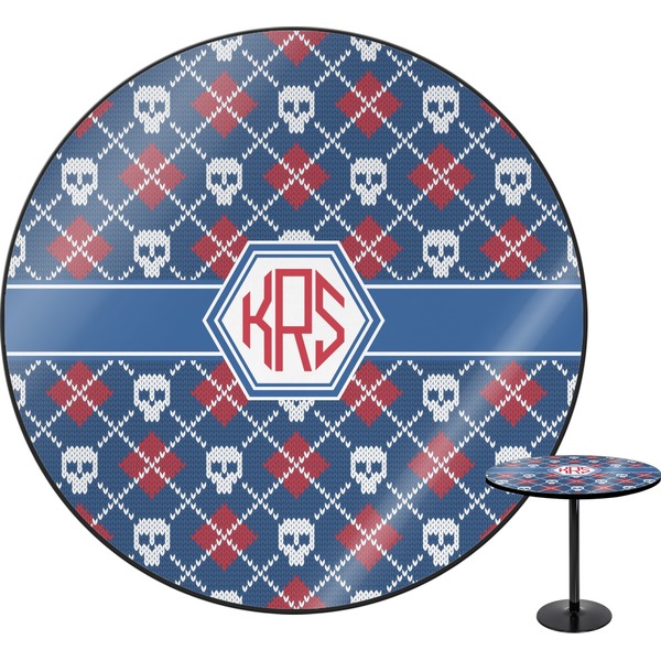 Custom Knitted Argyle & Skulls Round Table (Personalized)