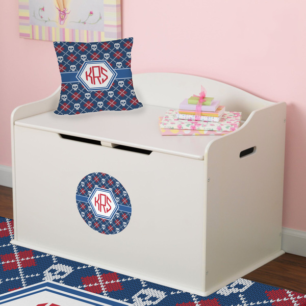 Knitted Argyle & Skulls Round Wall Decal on Toy Chest