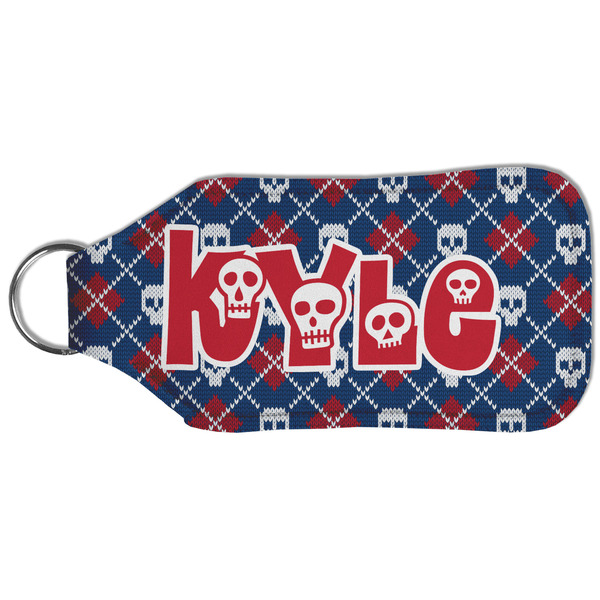 Knitted Argyle & Skulls Sanitizer Holder Keychain - Large (Back)