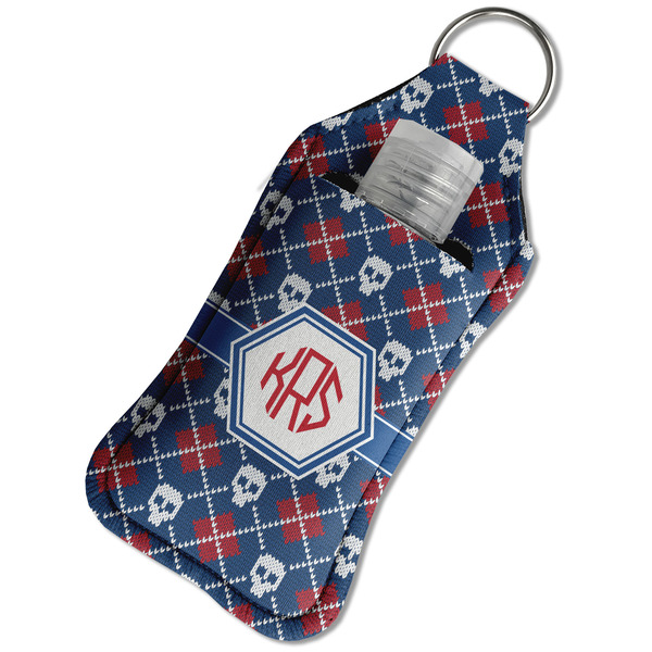 Knitted Argyle & Skulls Sanitizer Holder Keychain - Large in Case