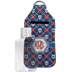 Knitted Argyle & Skulls Hand Sanitizer & Keychain Holder - Large (Personalized)