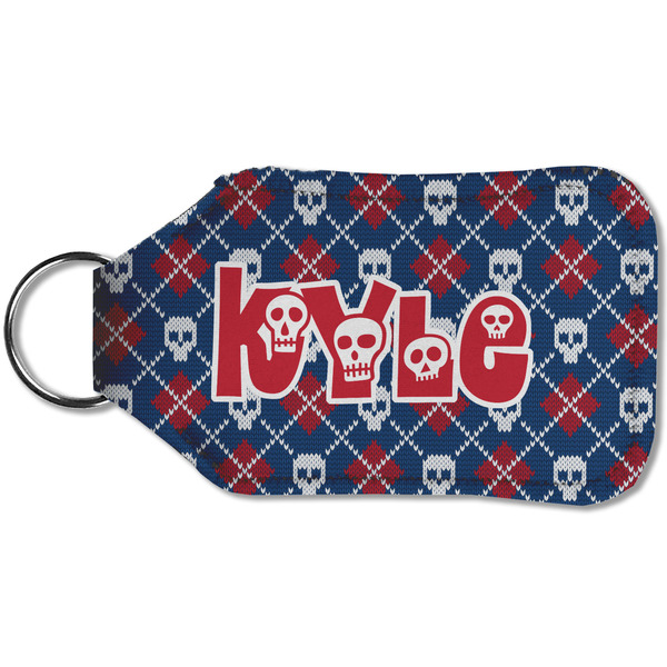 Knitted Argyle & Skulls Sanitizer Holder Keychain - Small (Back)