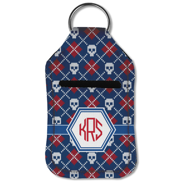 Knitted Argyle & Skulls Sanitizer Holder Keychain - Small (Front Flat)