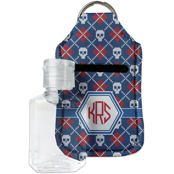 Custom Knitted Argyle & Skulls Hand Sanitizer & Keychain Holder (Personalized)
