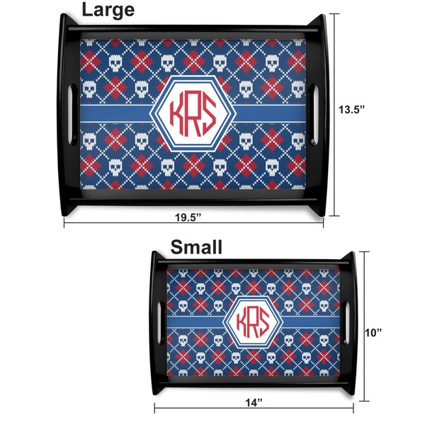 Knitted Argyle & Skulls Serving Tray Black Sizes