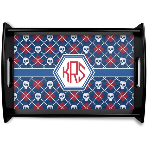 Custom Knitted Argyle & Skulls Wooden Tray (Personalized)