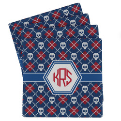 Knitted Argyle & Skulls Absorbent Stone Coasters - Set of 4 (Personalized)