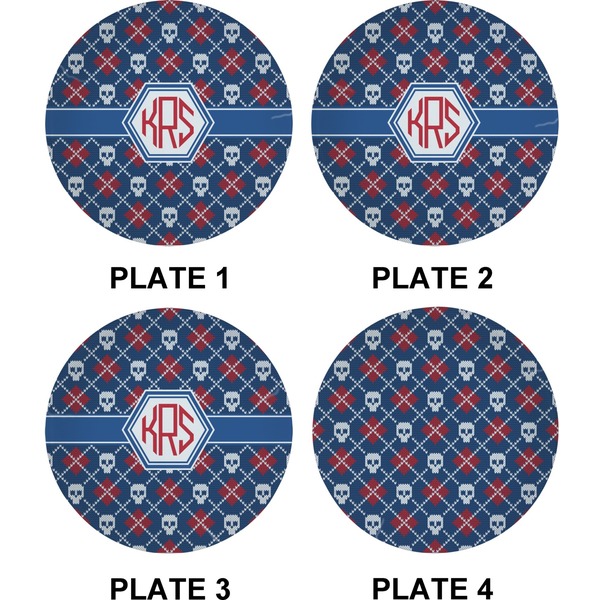 Knitted Argyle & Skulls Set of Appetizer / Dessert Plates (Approval)