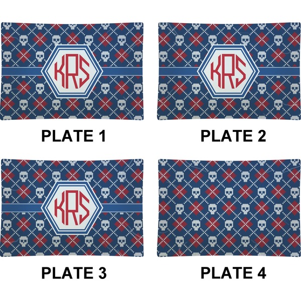 Knitted Argyle & Skulls Set of Rectangular Appetizer / Dessert Plates (Approval)