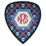 Knitted Argyle & Skulls Iron on Shield Patch A w/ Monogram