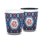 Knitted Argyle & Skulls Ceramic Shot Glass - 1.5 oz (Personalized)