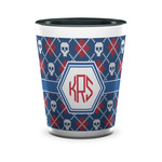 Knitted Argyle & Skulls Ceramic Shot Glass - 1.5 oz - Two Tone - Set of 4 (Personalized)
