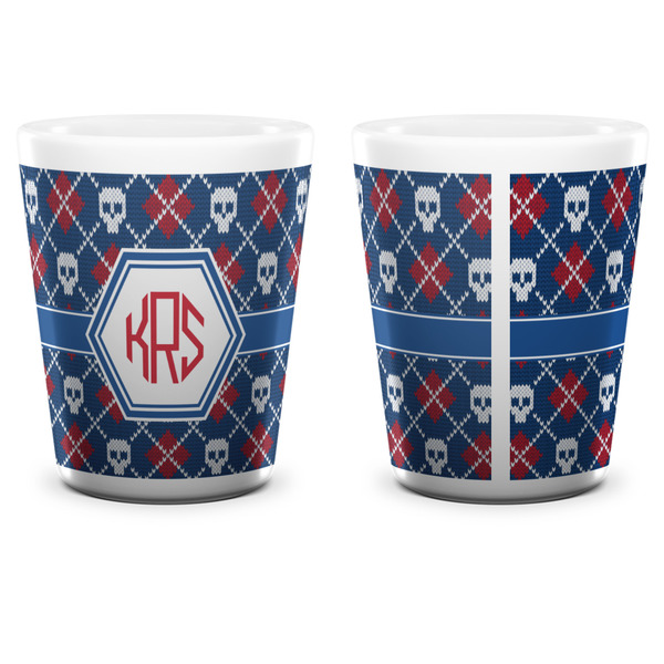 Knitted Argyle & Skulls Shot Glass - White - APPROVAL