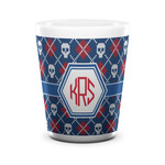 Knitted Argyle & Skulls Ceramic Shot Glass - 1.5 oz - White - Single (Personalized)
