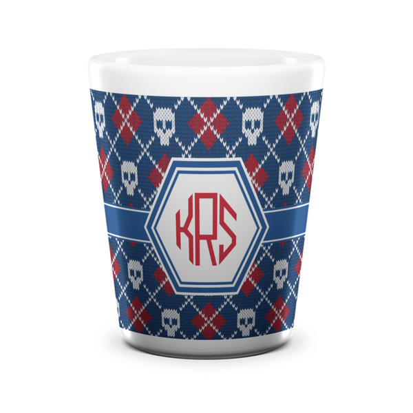 Knitted Argyle & Skulls Shot Glass - White - FRONT