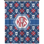 Knitted Argyle & Skulls Extra Long Shower Curtain - 70"x84" (Personalized)