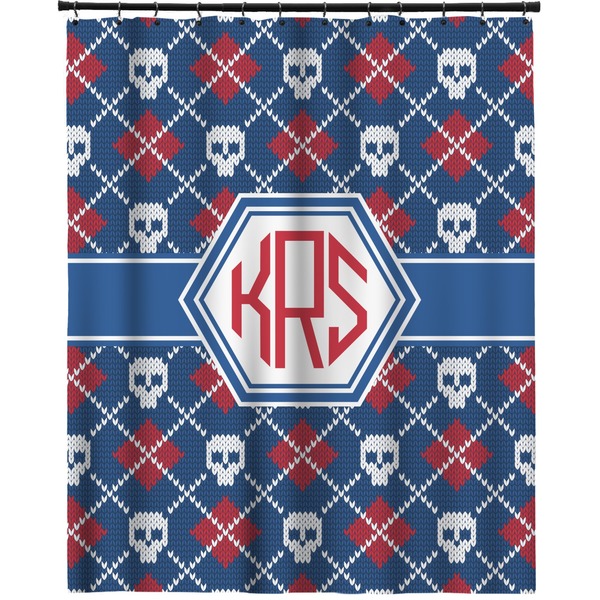 Custom Knitted Argyle & Skulls Extra Long Shower Curtain - 70"x84" (Personalized)