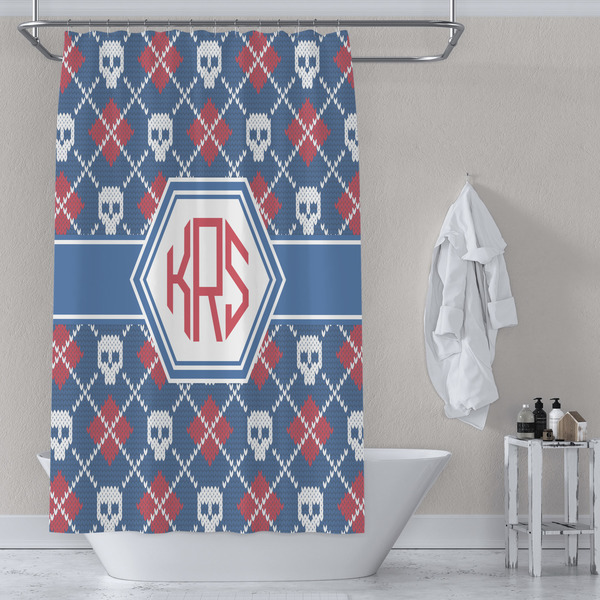 Knitted Argyle & Skulls Shower Curtain Lifestyle