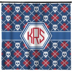 Knitted Argyle & Skulls Shower Curtain - Custom Size (Personalized)