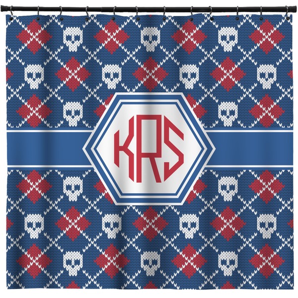 Custom Knitted Argyle & Skulls Shower Curtain - Custom Size (Personalized)