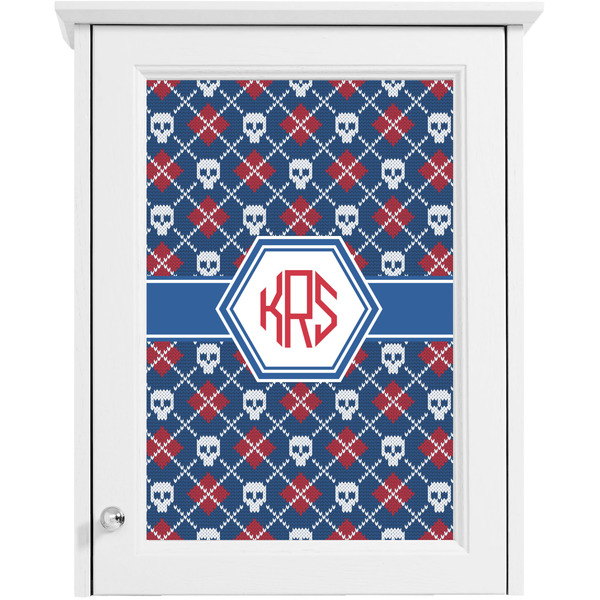Knitted Argyle & Skulls Single White Cabinet Decal