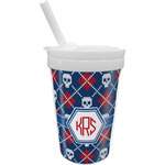 Knitted Argyle & Skulls Sippy Cup with Straw (Personalized)