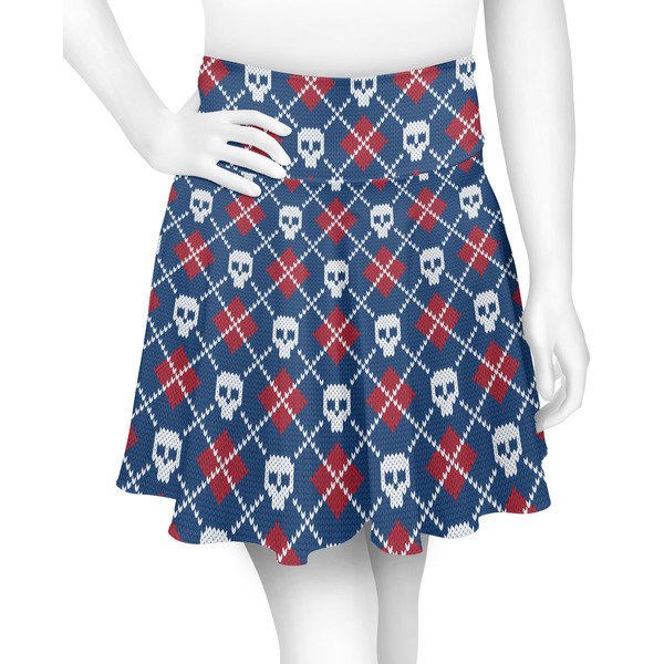 Custom Knitted Argyle & Skulls Skater Skirt - X Large
