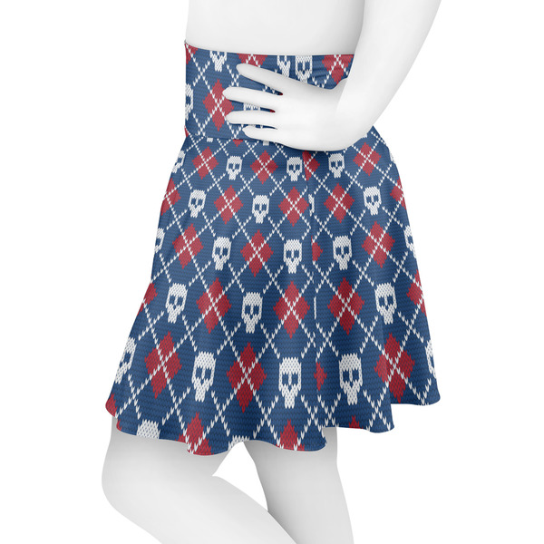Knitted Argyle & Skulls Skater Skirt - Side