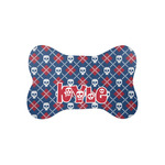 Knitted Argyle & Skulls Bone Shaped Dog Food Mat (Small) (Personalized)
