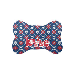 Knitted Argyle & Skulls Bone Shaped Dog Food Mat (Small) (Personalized)