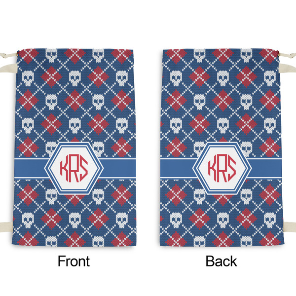 Knitted Argyle & Skulls Small Laundry Bag - Front & Back View