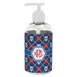 Knitted Argyle & Skulls Plastic Soap / Lotion Dispenser (8 oz - Small - White) (Personalized)