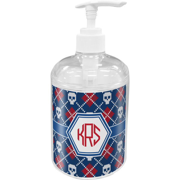 Custom Knitted Argyle & Skulls Acrylic Soap & Lotion Bottle (Personalized)