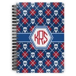 Knitted Argyle & Skulls Spiral Notebook - 7x10 w/ Monogram