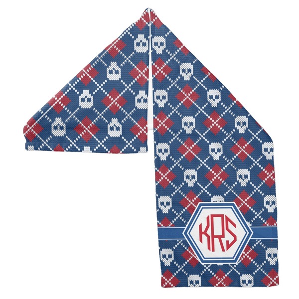 Knitted Argyle & Skulls Sports Towel Folded - Both Sides Showing