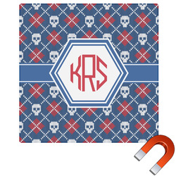 Knitted Argyle & Skulls Square Car Magnet - 6" (Personalized)