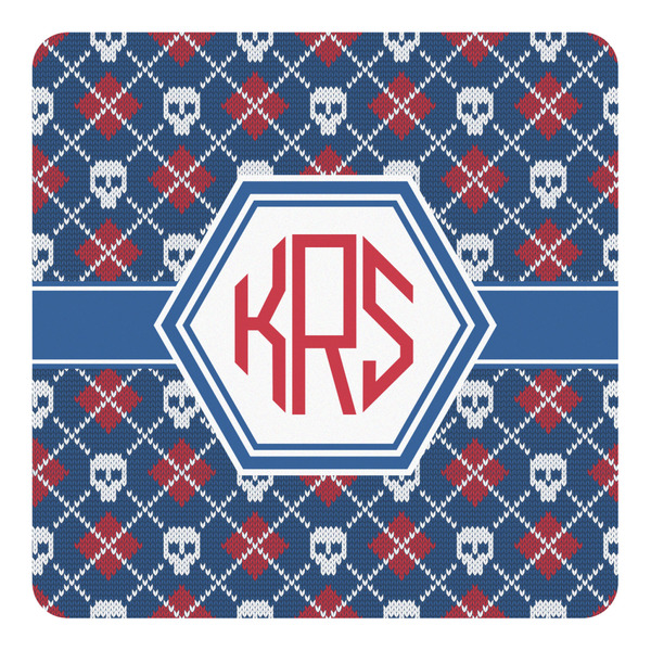 Custom Knitted Argyle & Skulls Square Decal - Small (Personalized)