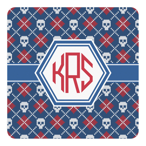 Custom Knitted Argyle & Skulls Square Decal - Small (Personalized)