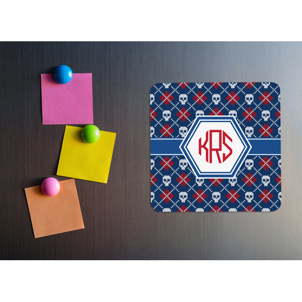 Knitted Argyle & Skulls Square Fridge Magnet - LIFESTYLE