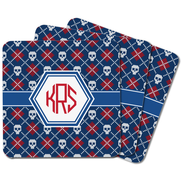 Knitted Argyle & Skulls Square Fridge Magnet - MAIN