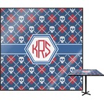 Knitted Argyle & Skulls Square Table Top - 30" (Personalized)