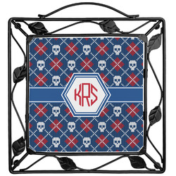 Knitted Argyle & Skulls Square Trivet (Personalized)