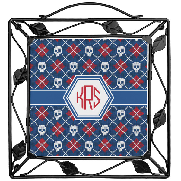 Custom Knitted Argyle & Skulls Square Trivet (Personalized)