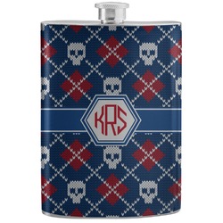 Knitted Argyle & Skulls Stainless Steel Flask (Personalized)