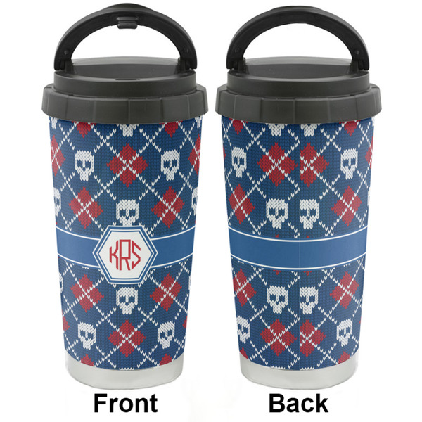Knitted Argyle & Skulls Stainless Steel Travel Cup - Apvl