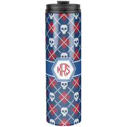 Knitted Argyle & Skulls Stainless Steel Skinny Tumbler - 20 oz (Personalized)